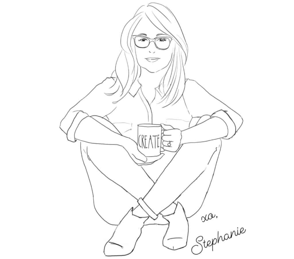 My signature - a drawing of me holding a coffee cup that says Create.