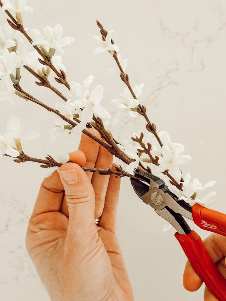 Cut the faux floral stems to length with wire cutters or pliers.