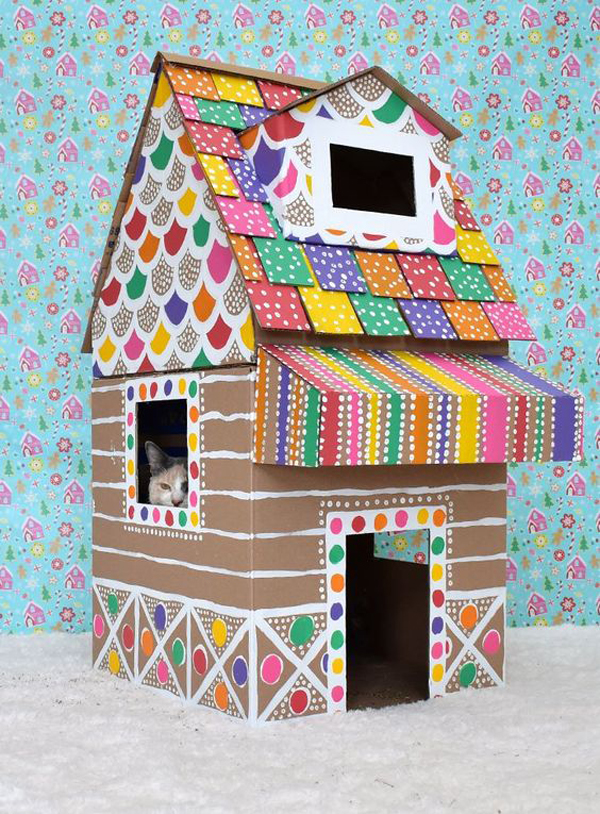 diy-cardboard-gingerbread-cat-house