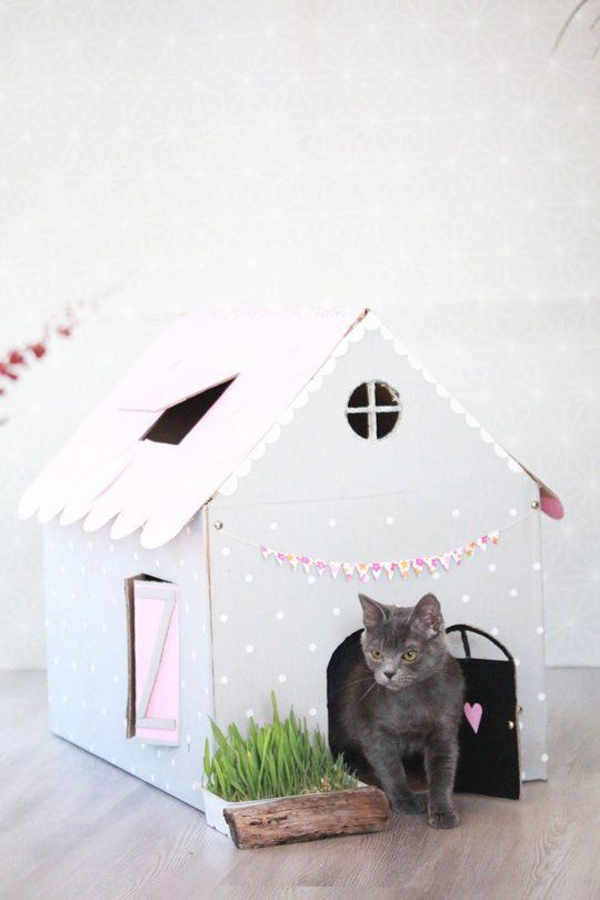 cute-diy-cardboard-cat-house-decor
