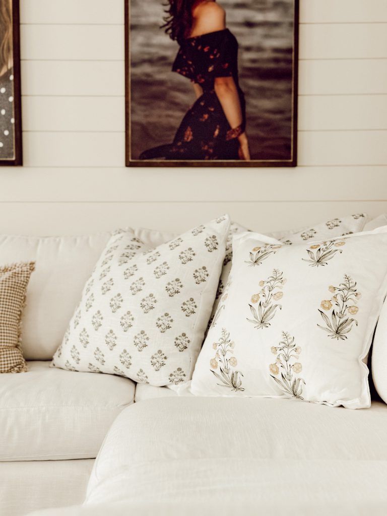 Cozy throw pillows of different sizes for the sofa.