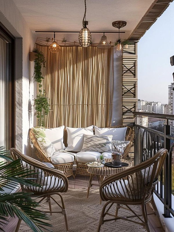 elegant-small-balcony-design-with-rattan-furniture
